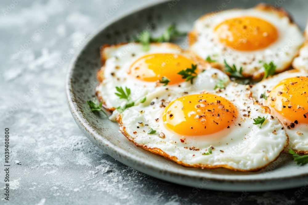 A beautifully plated dish of sunny-side-up eggs with a blank space for text, perfect for commercial use, capturing the essence of a hearty breakfast with vibrant colors and textures. A beautifully plated dish of sunny-side-up eggs with a blank space for text, perfect for commercial use, capturing the essence of a hearty breakfast with vibrant colors and textures.