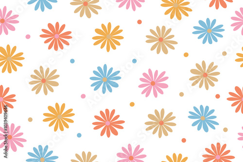 Garden flower, plants, botanical, seamless vector design for fashion, fabric, wallpaper and all prints. Small bright flowers. Vector illustration. Vector