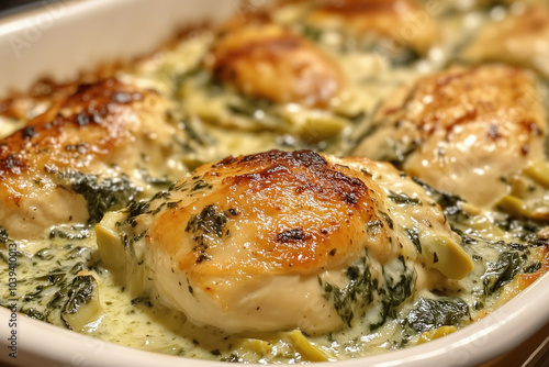 Baked chicken florentine in creamy sauce