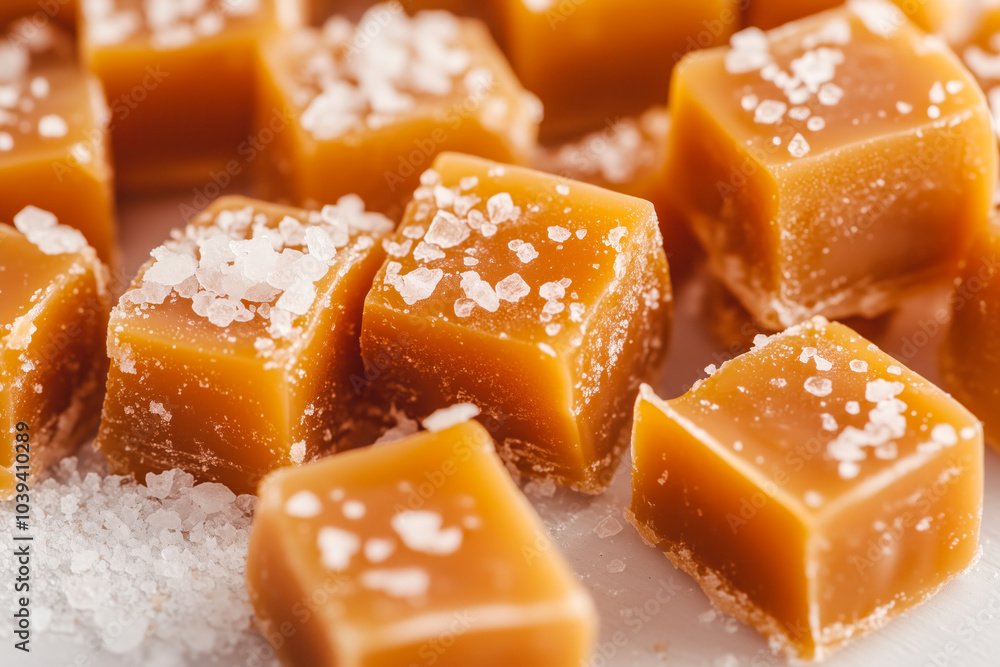 Soft salted caramels with sea salt flakes Soft salted caramels with sea salt flakes