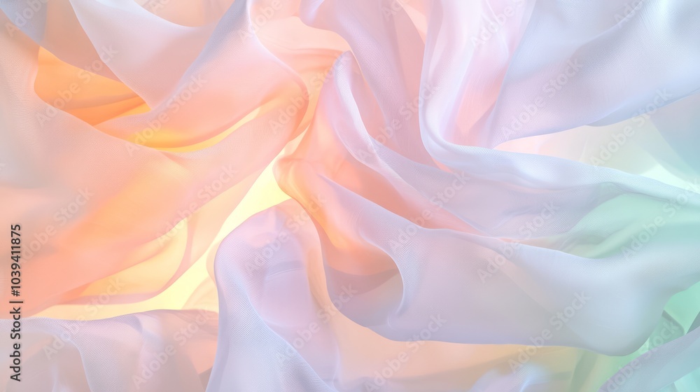 Obraz premium Ethereal Elegance: Luxury Chiffon Backdrop in Dreamy Pastels with Cinematic Lighting