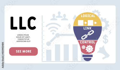 LLC - logical link control acronym. business concept background. vector illustration concept with keywords and icons. lettering illustration with icons for web banner, flyer, landing pag