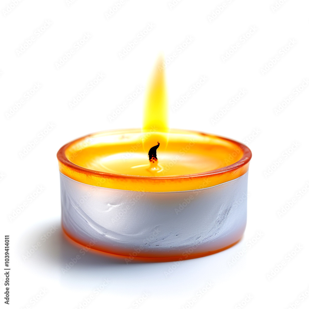 A warm orange candle flickers gently, casting a soft glow in a tranquil setting A warm orange candle flickers gently, casting a soft glow in a tranquil setting