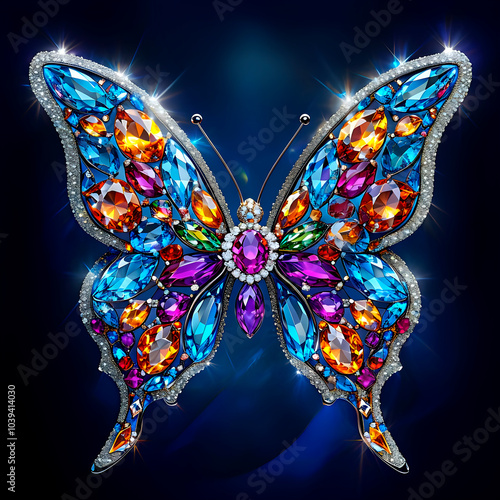 Jewel butterfly with multicoloured gemstones
