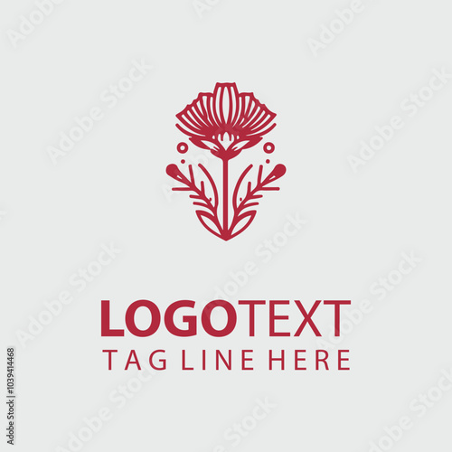 Modern red flower logo design template.