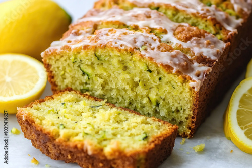 Lemon zucchini bread with glaze