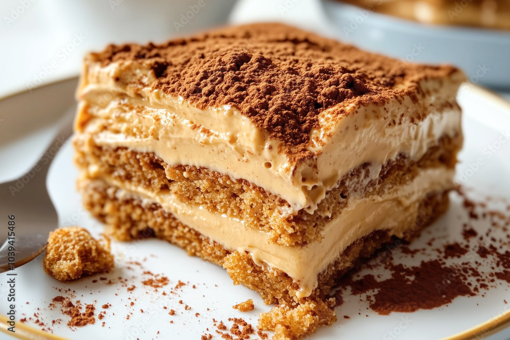 Tiramisu dessert with cocoa powder topping