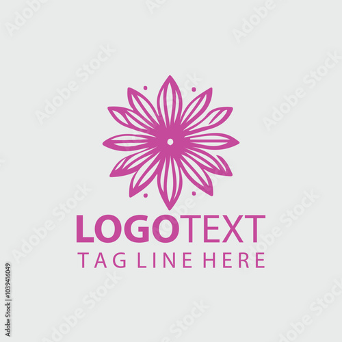 Modern red flower logo design template.