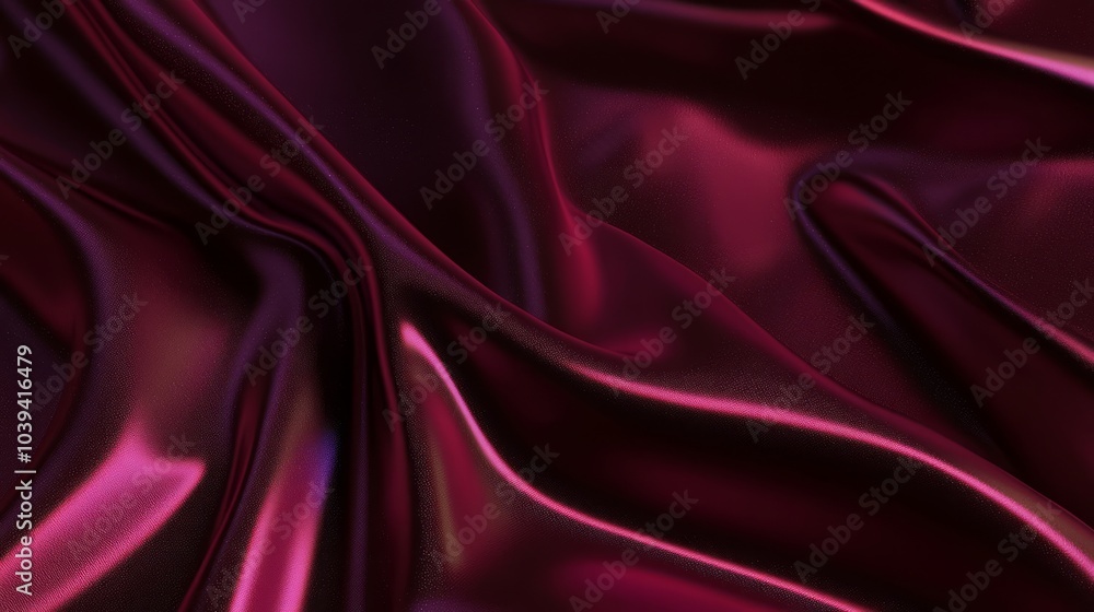 Fototapeta premium Luxurious Burgundy Satin Backdrop Mockup for Skincare Products with Cinematic Lighting