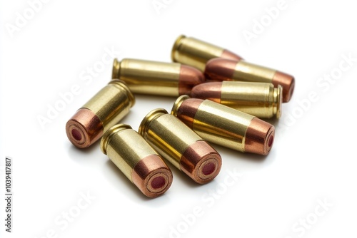 Closeup of Six Golden Bullet Casings