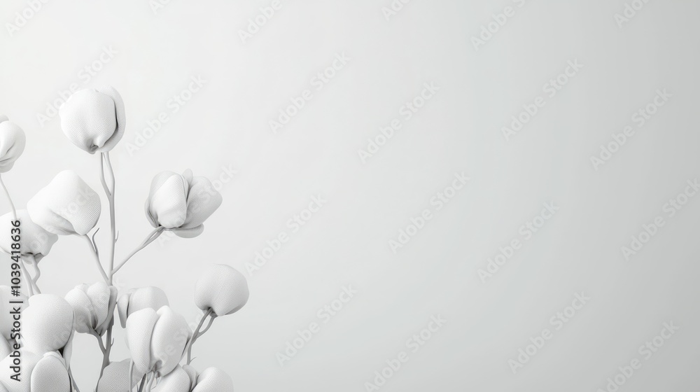 Obraz premium Serene Minimalist Beauty Product Presentation with Soft Gray Cotton Backdrop and Cinematic Lighting