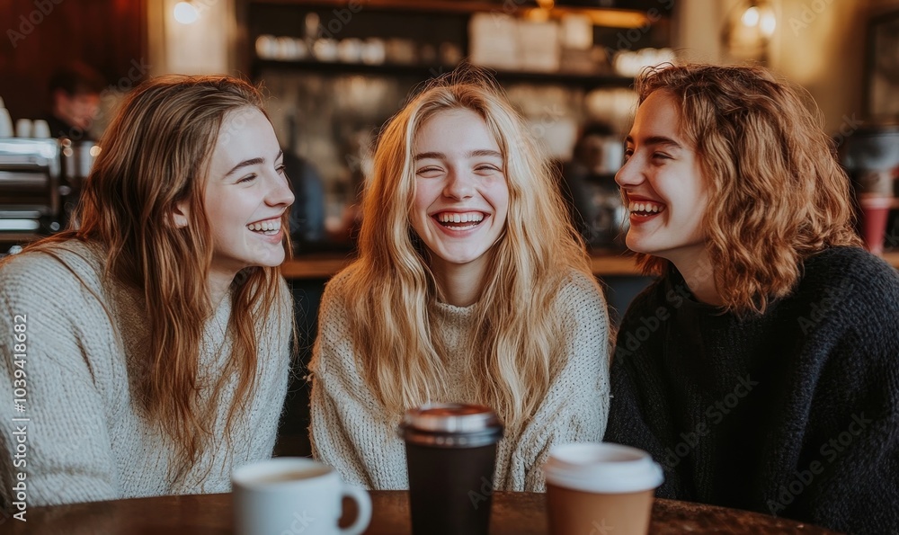 Best friends hanging out at a coffee shop, Generative AI