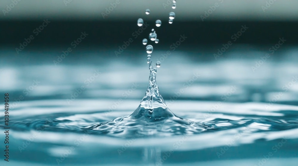 Captivating water droplets captured in slow motion each splash representing the powerful yet delicate nature of the aquatic realm  This image showcases the potential energy and dynamic flow of water