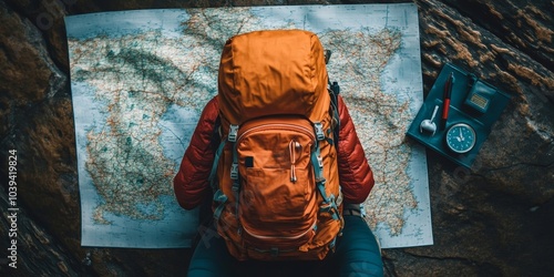 Backpacking Travel Adventure - Solo Travel Concept, Generative AI