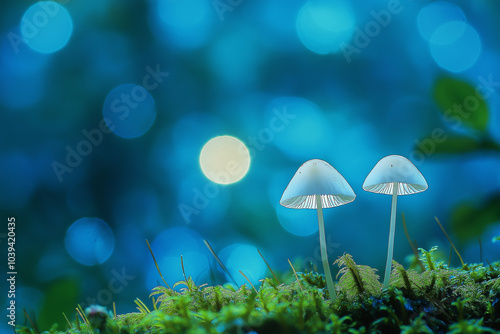 Tiny mushrooms in the forest high-definition photography