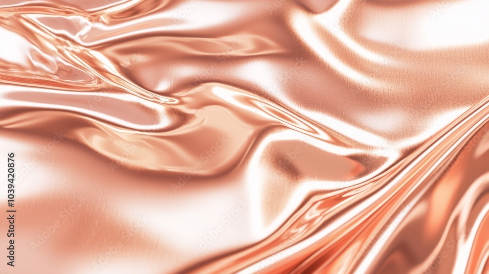 Fototapeta premium Luxurious Rose Gold Metallic Surface Mockup for Skincare Presentation | Cinematic Light Reflections