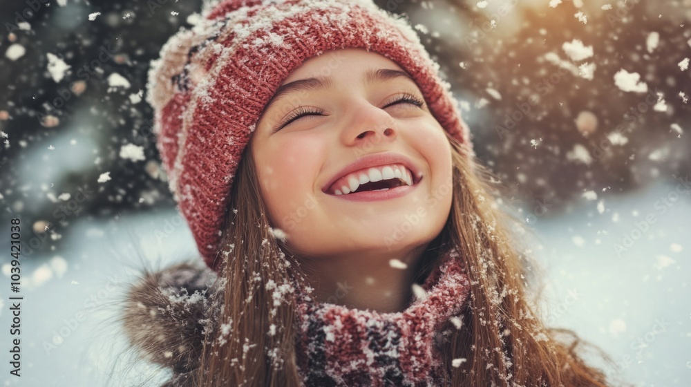 Joyful Smiles in a Bright Snowy Landscape Joyful Smiles in a Bright Snowy Landscape