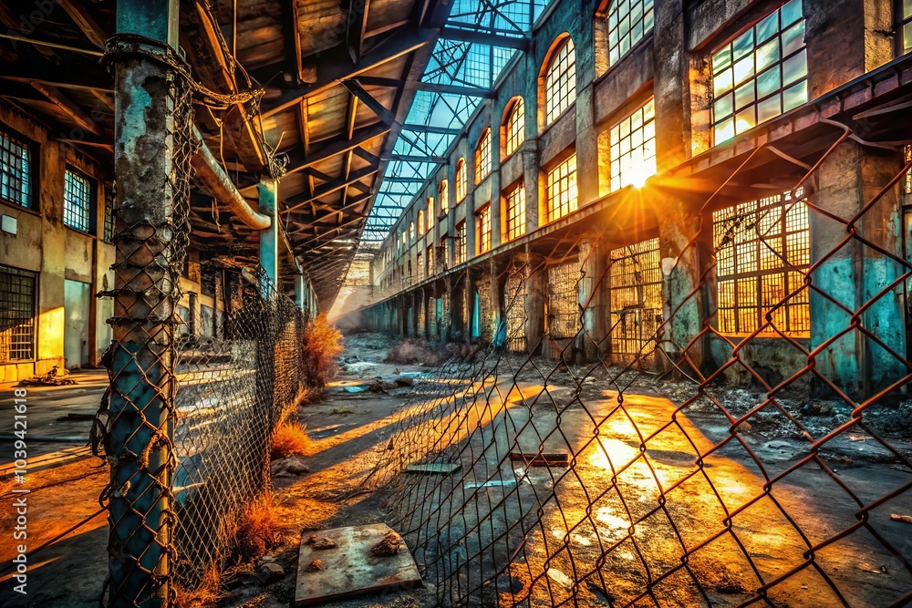 Urban Exploration Photography of Damaged Wire Mesh in Abandoned Structures, Grunge Aesthetics, Urban Decay, Industrial Landscape, Textures, and Shadows Urban Exploration Photography of Damaged Wire Mesh in Abandoned Structures, Grunge Aesthetics, Urban Decay, Industrial Landscape, Textures, and Shadows