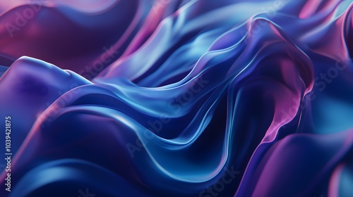 Wallpaper Mural An abstract image of vibrant, flowing silk fabric in neon pink, blue, and purple shades, creating soft, fluid curves and textures.. Torontodigital.ca