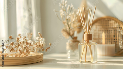 Home fragrance aroma diffuser with rattan sticks