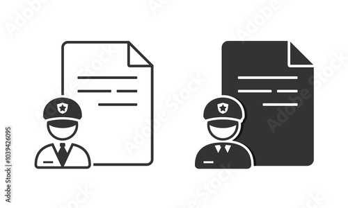 Police paper report icon. Illustration vector