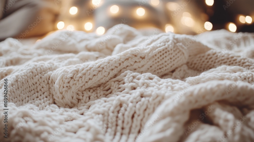 Cozy Winter Blanket with Bright Lights Background Cozy Winter Blanket with Bright Lights Background