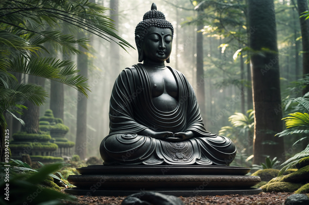 Buddha statue in the forest Buddha statue in the forest