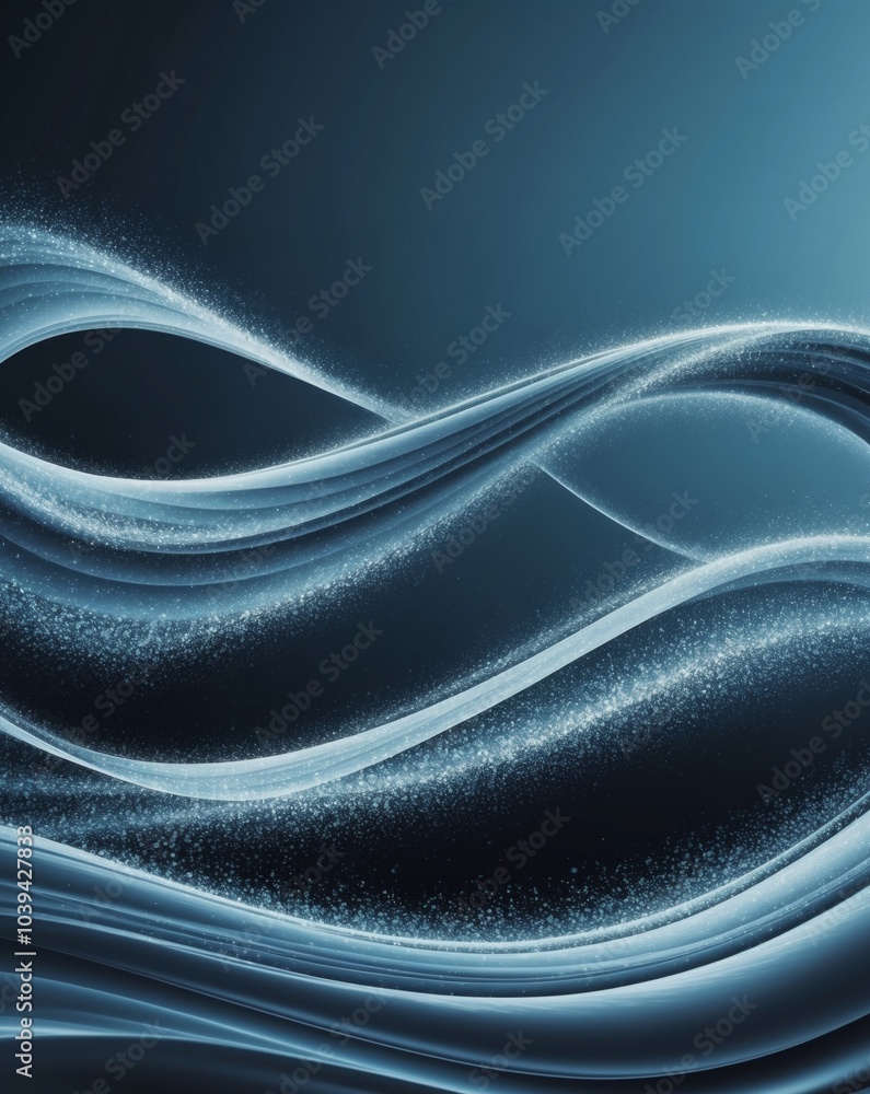 Flowing Abstract Waves with Blue Particles in Motion , Design Element , with Glowing Particles. Flowing Abstract Waves with Blue Particles in Motion , Design Element , with Glowing Particles.
