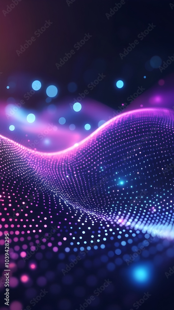 Vibrant Geometric Abstract Technology Landscape with Futuristic Digital Waves and Particles Vibrant Geometric Abstract Technology Landscape with Futuristic Digital Waves and Particles