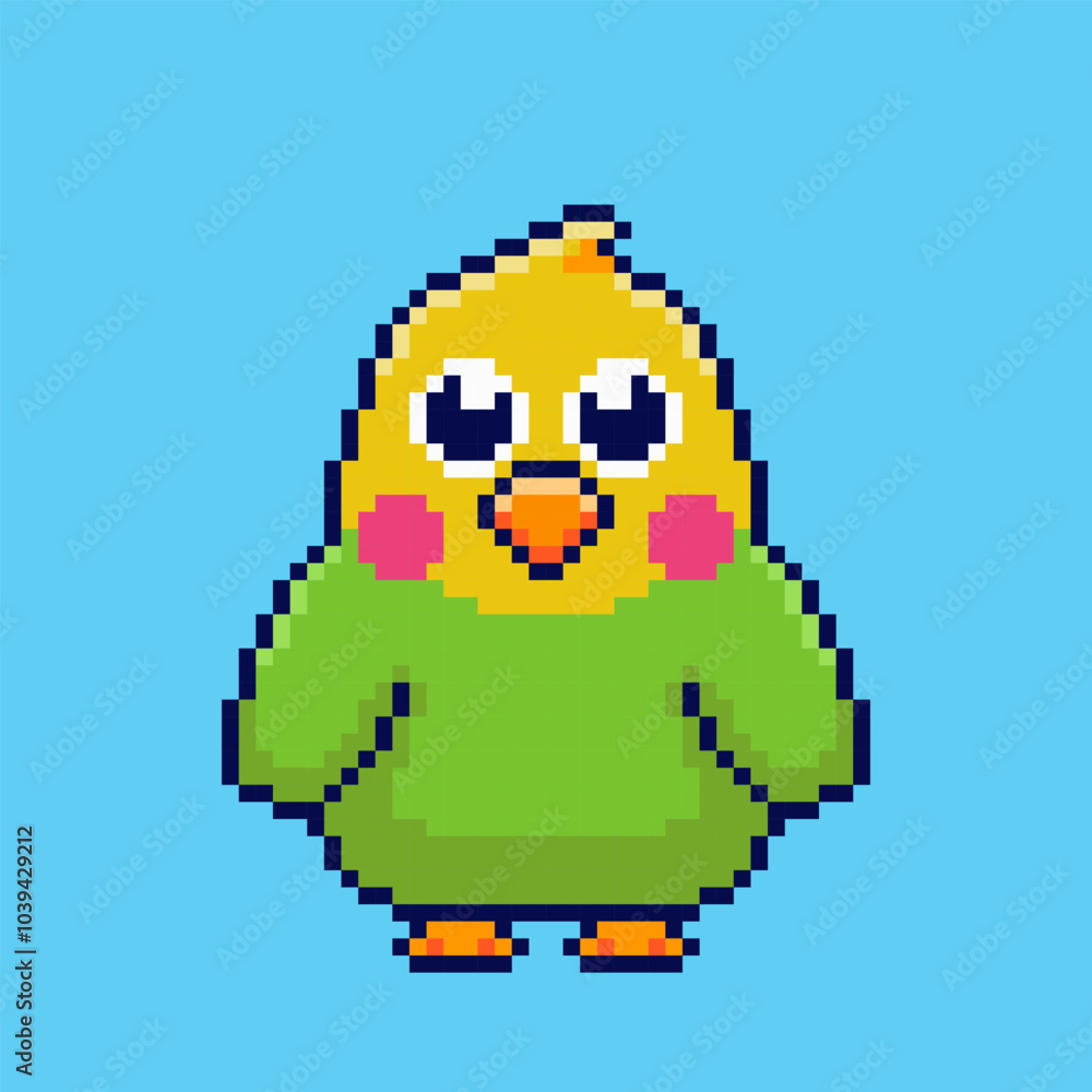 Fototapeta premium Pixel art Cute Parakeet game asset design