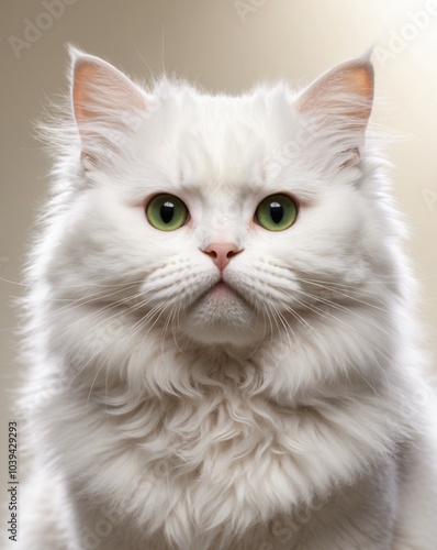 Wallpaper Mural Closeup of a fluffy white cat with green eyes. Torontodigital.ca