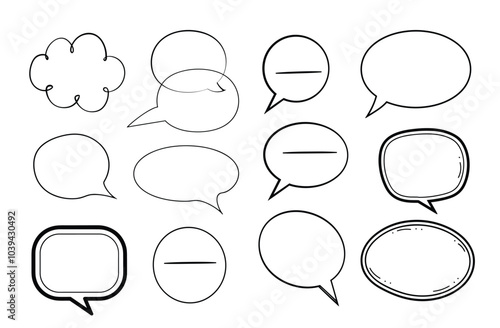 A collection of various blank speech bubbles for creative communication and design use.