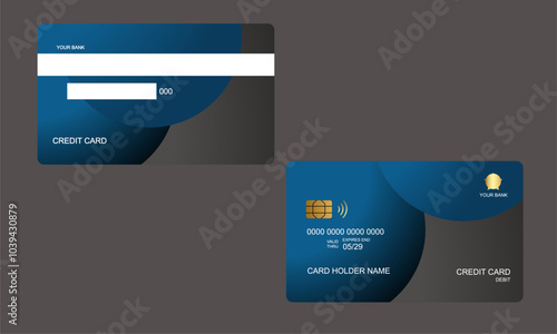 Set of Credit Cards Black Blue Colors