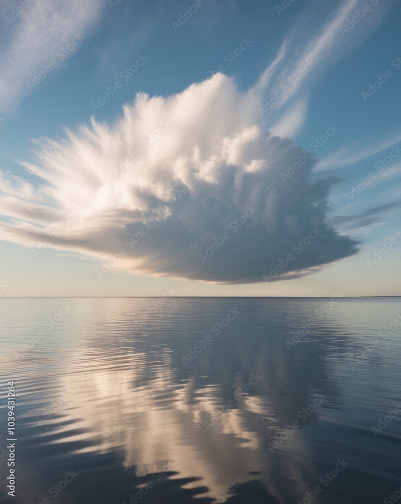 Fototapeta premium Dramatic Cloud Reflection Over Calm Water Surface.
