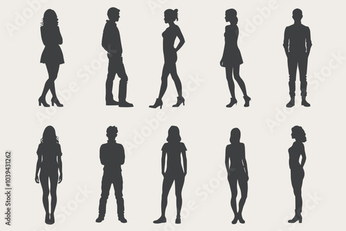 Silhouettes of diverse men and women posing against a neutral background.