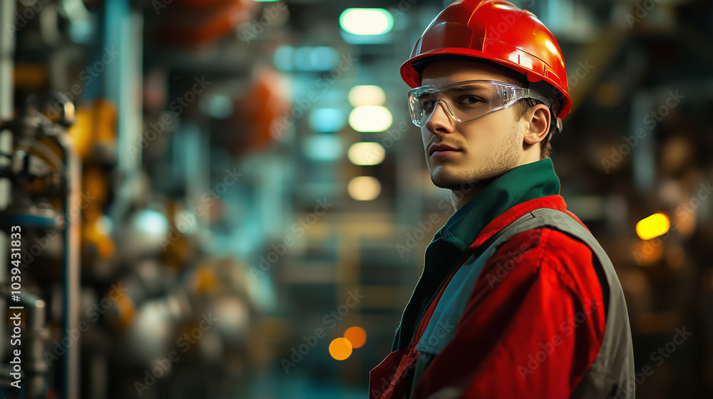 Industrial Worker in Protective Gear at Warehouse. Industrial Worker in Protective Gear at Warehouse.
