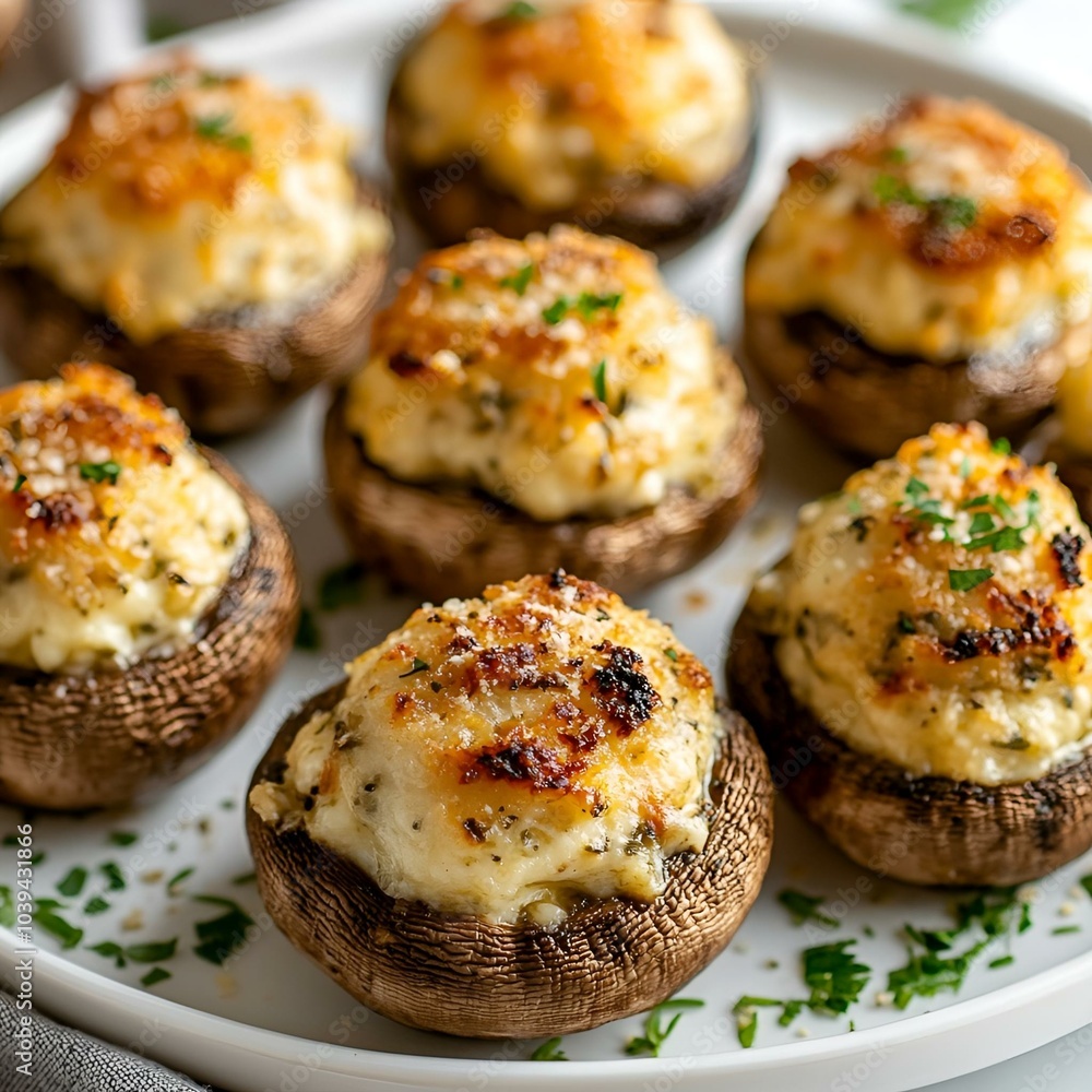 Stuffed mushrooms with cheese and herbs. Stuffed mushrooms with cheese and herbs.