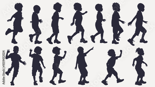 Silhouettes of diverse children in various playful poses against a white background.