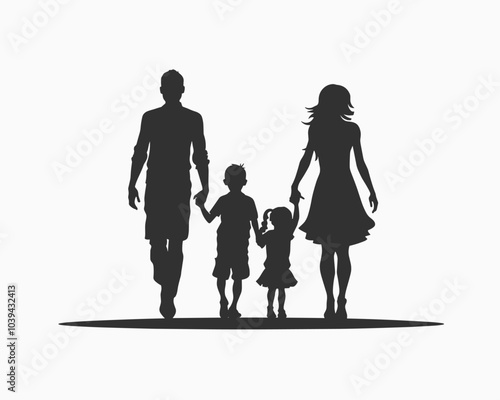Silhouette of a family walking, symbolizing unity and togetherness.