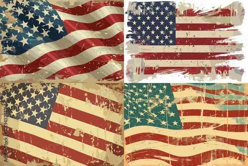 Grunge-Style American Flag Vector Design photo