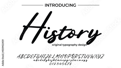 History Font Stylish brush painted an uppercase vector letters, alphabet, typeface