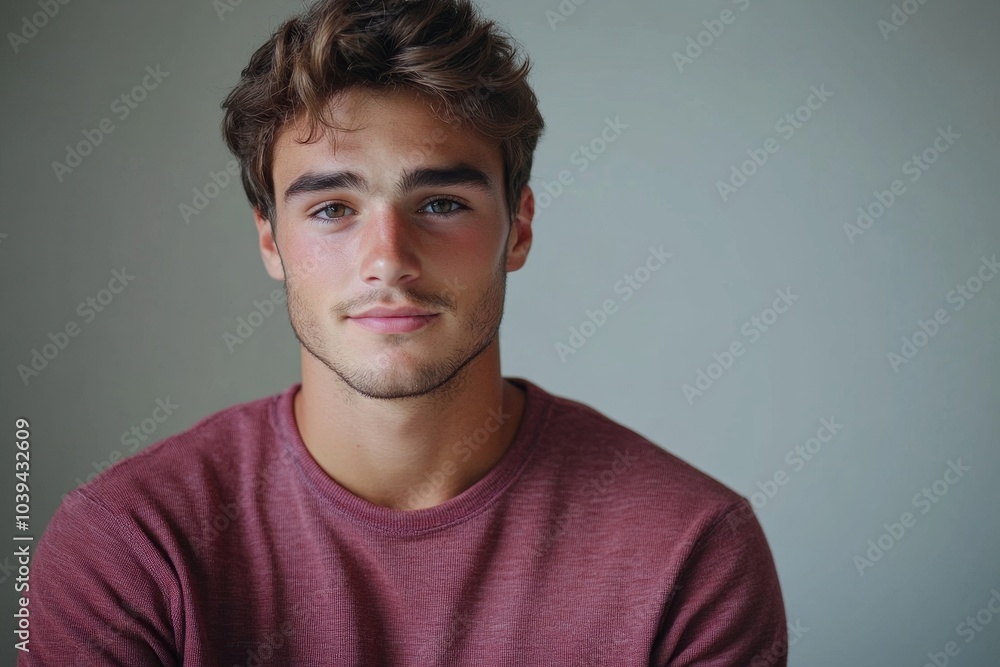 Handsome young man reading text message, Generative AI