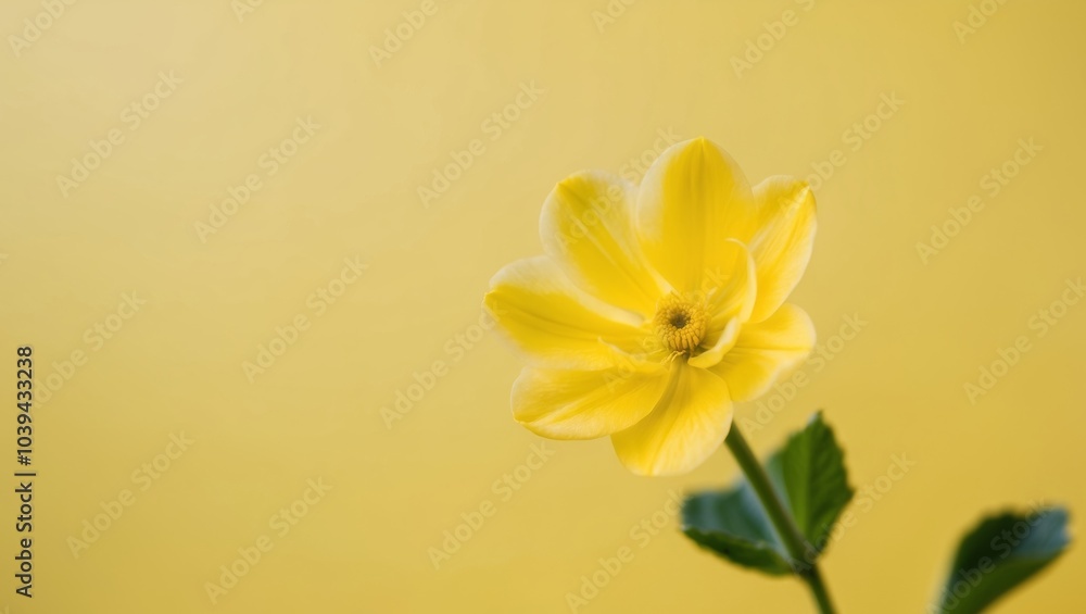 Fototapeta premium Bright Yellow Flower on Yellow Background.