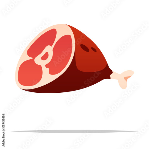 Cartoon meat leg with bone vector isolated illustration