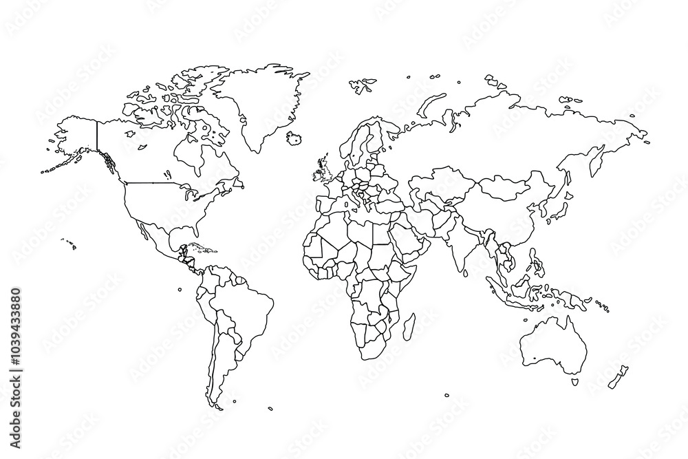 World map Outline, Linear Doodle Drawing. for website layouts,background,education, precise,customizable,Travel worldwide,map silhouette backdrop,earth geography, political,reports. World map Outline, Linear Doodle Drawing. for website layouts,background,education, precise,customizable,Travel worldwide,map silhouette backdrop,earth geography, political,reports.