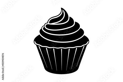 Cupcake with Frosting silhouette | isolated vector silhouette illustration on white background