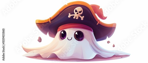 Whimsical pirate ghost character a fun and playful illustration perfect for children's books and fantasy themes photo