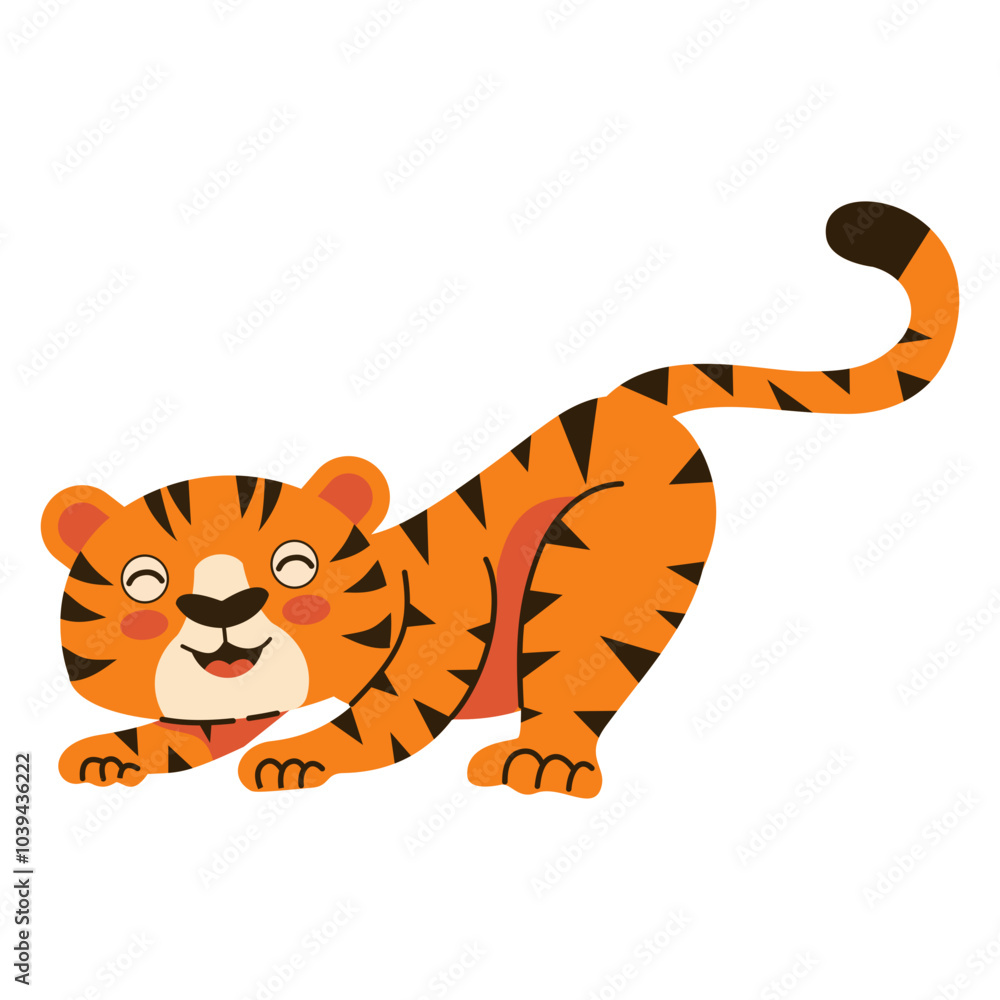 Cute Tiger Illustration. International Tiger Day Celebration. Vector Character Design Cute Tiger Illustration. International Tiger Day Celebration. Vector Character Design