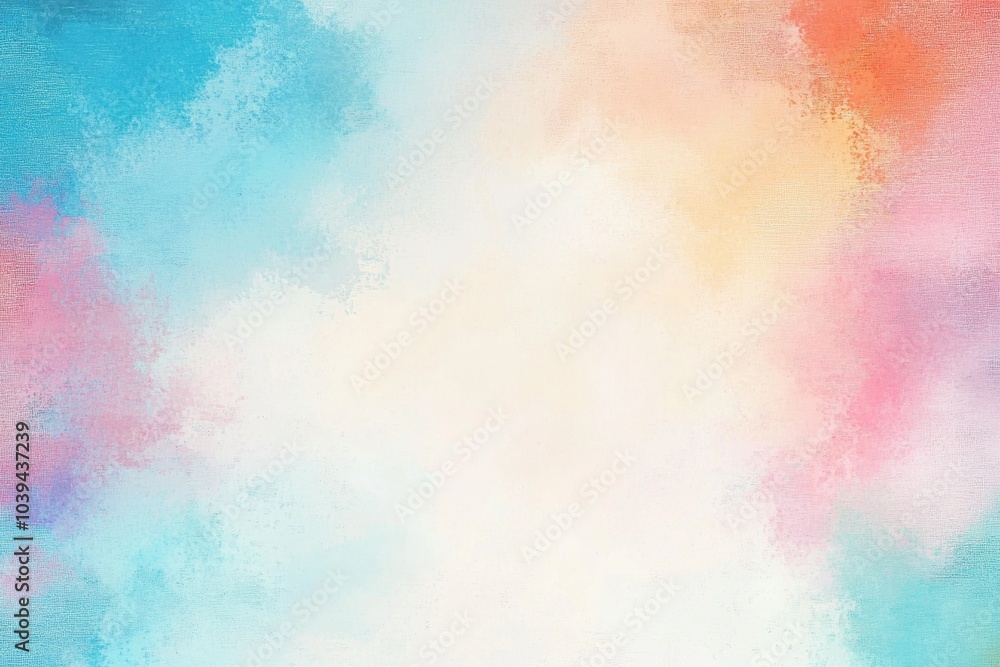 Fototapeta premium Abstract pastel watercolor background with vibrant colors and grainy texture, empty space in the center for design.