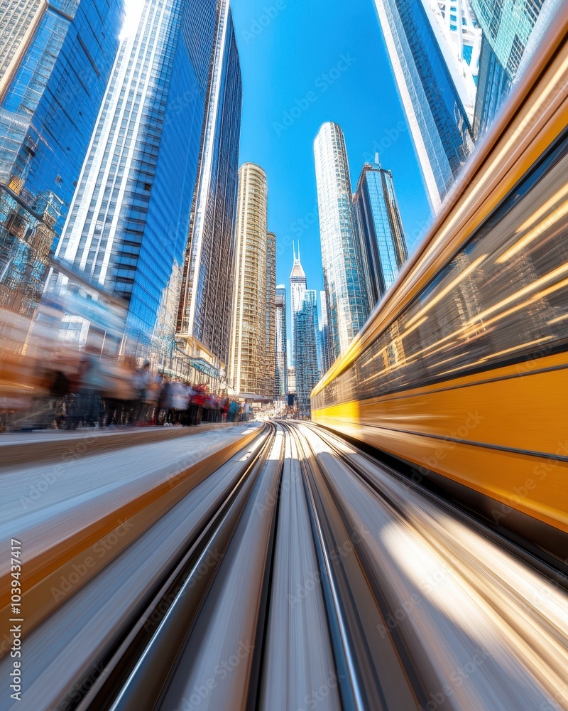 Fototapeta premium Dynamic City Commuters in Motion During Rush Hour